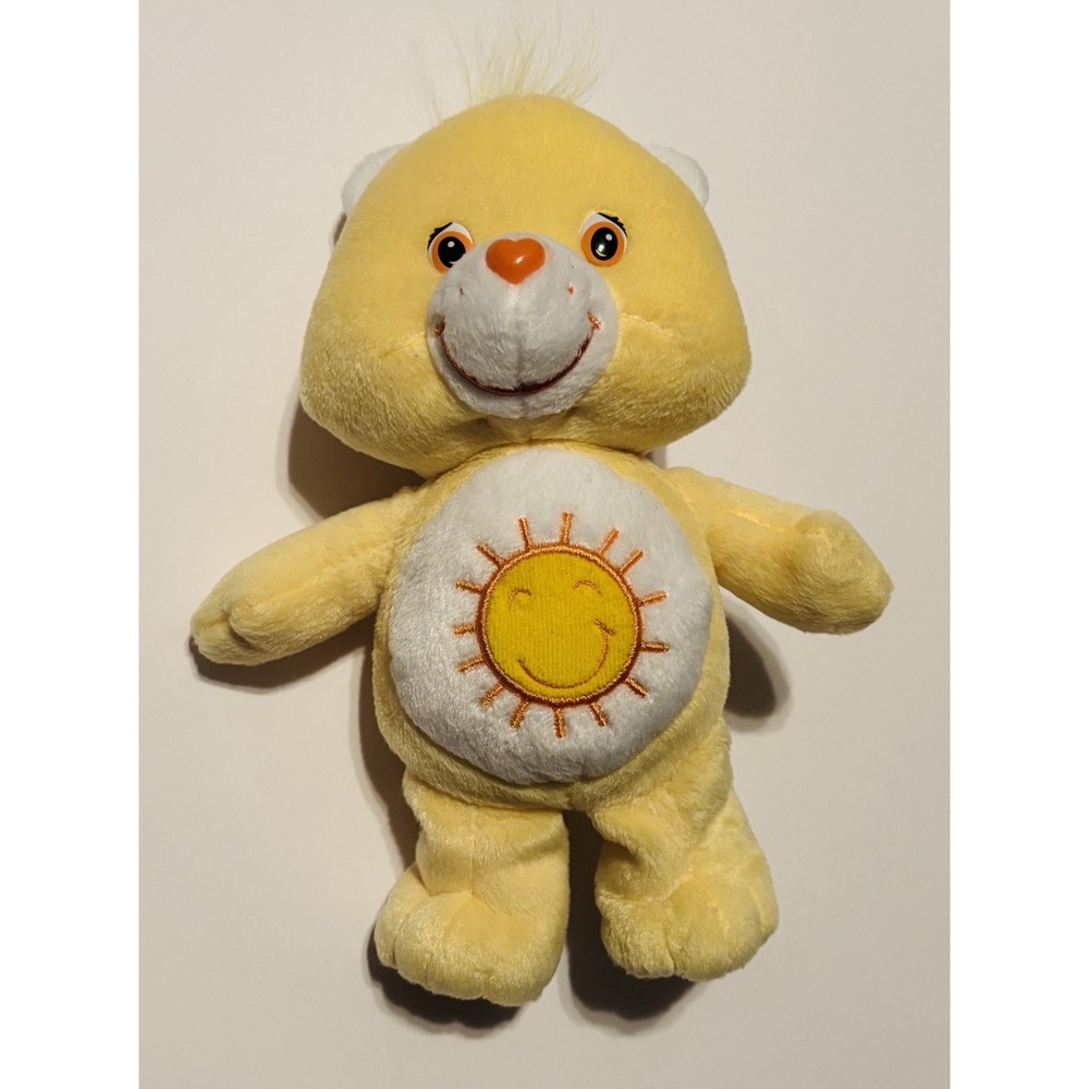 Vintage 2002 Care Bears Funshine Bear Plush Play Along Stuffed Animal Yellow 8"